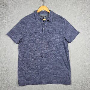 Banana Republic Polo Shirt Mens Size Large Blue Cotton Blend Regular Fit Striped